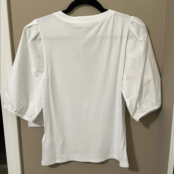Madewell Puff-Sleeve Henley Knit Top in White - Picture 7 of 7